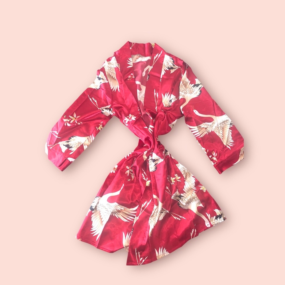 3 Piece Satin Robe with Belt